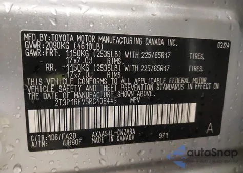 2024 Toyota Rav4 Xle из США, поврежденный, VIN 2T3P1RFV5RC438445